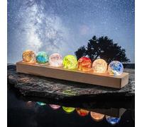 HFSAZJ Lot de boules de cristal craquelées de glace chakra avec support en bois LED pour la maison et le bureau (lot A)