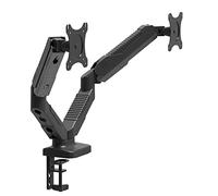 HFTEK - Support de Bureau pour 2 écran pc LCD LED de 15"-27" - VESA de 75 x 75/100 x 100, C Clamp Équipé, Ressort à Gaz, Ergonomique Hauteur Réglable, Charge Max 6,5kg par Moniteur (HF24GMCB)