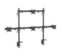 HFTEK - Support de bureau pour 4 écrans de 15 à 27 pouces, 8 kg par bras, 34 pouces, 15 kg, hauteur réglable, inclinable, pivotant, pivotant, VESA 75 100 - MS424C-N - Convertible individuellement