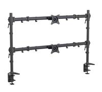 HFTEK - Support d'écran pour 2 écrans 15 kg par bras, écrans jusqu'à 32 pouces, réglable en hauteur, rotatif à 360°, support de moniteur, support de moniteur avec 2 systèmes de serrage, support VESA 7