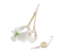 HFYRBDKSPI Ensemble de Laisse et Collier pour Chien Extra Petit Mignon, Harnais Respirant pour Chiot en Dentelle Douce et réglable pour Chiens et Chats de Petite Taille,Jaune,S