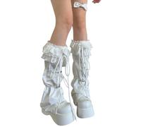 HFYRBDKSPI Jambières Gothiques Pour Femmes Chaussettes Imperméables à Cordon de Serrage et Bordure En Dentelle Style Y2k Harajuku pour Filles,Blanc,One Size