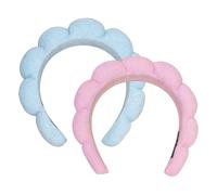 HFZRZFH Lot de 2 bandeaux de spa pour femme pour le lavage du visage et le maquillage - Bandeaux simples de couleur unie - En tissu éponge moelleux - Pour lavage du visage, masquage