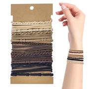 HFZRZFH Lot de 20 élastiques à cheveux bohème pour femme, sans dommage, pour queue de cheval, marron neutre pour cheveux épais et fins