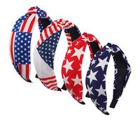 HFZRZFH Lot de 4 bandeaux noués patriotiques pour femmes, bandeau drapeau des États-Unis pour filles, accessoires rouge, blanc et bleu, bandeau équipe des États-Unis pour femmes