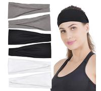 HFZRZFH Lot de 6 bandeaux de sport confortables et respirants pour femme, noir, blanc et gris, idéal pour le yoga, le fitness et au quotidien