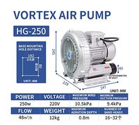 HG-120/180/250 ventilateur haute pression ventilateur centrifuge ventilateur industriel puissant pompe à Air pompe à vide aérateur d'étang à poissons Usage domestique(HG-250,Type)