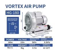 HG-120/180/250 ventilateur haute pression ventilateur centrifuge ventilateur industriel puissant pompe à Air pompe à vide aérateur d'étang à poissons Usage domestique(HG-180,Type)