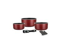 Herzberg Batterie de cuisine - lot de casserole induction - set casserole et poele tous feux - set de cuisine de 5 éléments avec casseroles revêtement marbre et poignée amovible - Bordeaux HG 8051 BR
