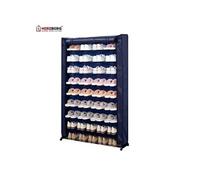 Herzberg Etagères à Chaussure à 9 Niveaux HG807 - Stable et Robuste- 2 à 3 Paires par Couche- Tissu imperméable- Installation Facile- Légères et Portables Bleu