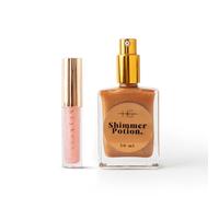 HG AESTHETICS Kit brillance d'été - Huile à lèvres HeyHoney (10 ml) + élixir brillant huile de séchage (50 ml) | Duo hydratant pour des lèvres et une peau éclatantes (bronze bronzé + fraise)