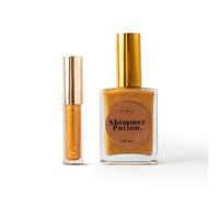 HG AESTHETICS Kit de brillance d'été - Huile à lèvres HeyHoney (10 ml) + élixir brillant huile sèche (50 ml) | Duo hydratant pour des lèvres et une peau éclatantes (lueur dorée + mangue)