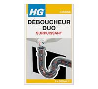 HG Déboucheur Duo, Déboucheur puissant pour éviers de cuisine ou canalisations de salle de bain - 2 x 500 ml