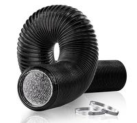 HG PLVTII Gaine Ventilation 100mm Flexible, 5 m Tuyau Évacuation PVC avec 2 Colliers, Φ 10 cm pour Tuyau Climatiseur Mobile, Extracteur d’Air, Salle de Bain, Grow Tent, Système de Ventilation, Noir