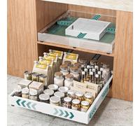 HG PLVTII Tiroirs Coulissants Cuisine, Extensible 4 Sens, Blanc, 1 pièce | Ajustable en Largeur & Profondeur, Panier Rangement Coulissant Placard Cuisine & Salle de Bain, Étagère Coulissante