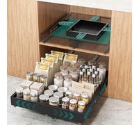 HG PLVTII Tiroirs Coulissants Cuisine, Extensible 4 Sens, Noir, 1 pièce | Ajustable en Largeur & Profondeur, Panier Rangement Coulissant Placard Cuisine & Salle de Bain, Étagère Coulissante