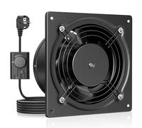 HG Power Extracteur d'air 150mm - 525m³/h Salle de Bain Silencieux avec Clapet antiretour, Régulateur de vitesse, Prise, 38W Ventilation industriel pour Cuisine Garage Sous-sol Bureau, Noir