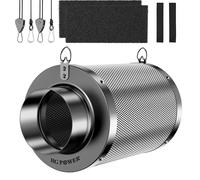 HG Power Filtre à Charbon Actif 150mm - Charbon Actif Vierge Australien 38mm, contrôle des odeurs pour Tente de Culture, hydroponie & Ventilateur, avec 2 pré-filtres, Diamètre 150mm × 200mm