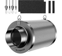 HG Power Filtre à Charbon Actif 150mm, Longueur 250mm - Charbon Actif Vierge Australien 38mm, contrôle des odeurs pour Tente de Culture, hydroponie & Ventilateur, avec 2 pré-filtres