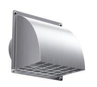 HG Power Grille Aération 100mm Inox - Sortie Murale avec Clapet Anti-Retour, Grille Ventilation Extérieure Anti-Pluie pour Hotte, Sèche-linge, Salle de Bain, Ø10 cm, Argenté