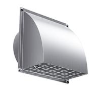 HG Power Grille Aération 150mm Inox - Sortie Murale avec Clapet Anti-Retour, Grille Ventilation Extérieure Anti-Pluie pour Hotte, Sèche-linge, Salle de Bain, Ø15 cm, Argenté