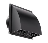 HG Power Grille Aeration 150mm Noire - Clapet anti-retour & grille anti-insectes gros maillage, sortie murale métal Ø15 cm - Pour sèche-linge, cuisine, salle de bain, extérieur
