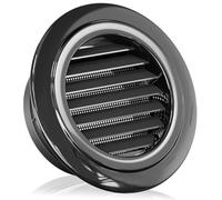 HG Power Grille d'aération noire de 150 mm avec moustiquaire - Couvercle rond - En ABS - Pour garage, salle de bain, cuisine, murs extérieurs, sèche-linge, grenier