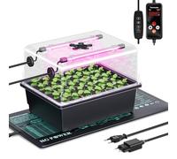HG Power Kit de semis avec Mini Serre intérieur, Lampe LED pour Plantes et Tapis Chauffant semis avec Thermostat, Serre chauffante 30 cellules avec Couvercle, pour légumes et Herbes