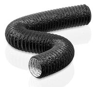 HG Power Tuyau de Ventilation 75 mm, 5 m Tuyau d'Evacuation en PVC Aluminium Gaine de Ventilation pour Extracteur d'Air, Climatisation, Sèche-linge, Hotte, Noir
