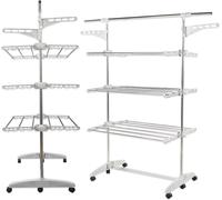 Hg5015-Gy,Multifunctional Drying Rack,20 M Drying Rack,3 Levels,6 Shelves,48 Clips,Reinforced Metal Structure,Foldable And Removable,40 Kg Capacity,Cream White