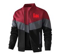 HGADXVBE Blouson Homme Bomber Zippée Pour He-ckler and K.och, classique décontractée printemps automne légère, pour le Manteau imperméable pour la randonnée, voyages(Red,S)