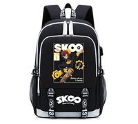 HGADXVBE SK8 The Infi-nity Anime Imprimé Cartable, Sac D'école Grande Capacité avec Bandoulière Réglable, Cartable Léger Scolaires pour Garcon Fille, ésistant(Black)