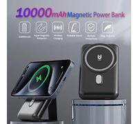 Hganus 10000mAh 2-en-1 15W Powerbank Magnétique Sans Fil avec Support Téléphone, Charge Rapide, Batterie Externe Sûre pour Téléphone Xiaomi Magnetic Power Bank