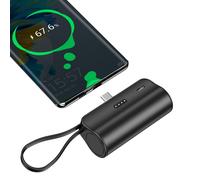 Hganus Mini Powerbank 5000mAh, batterie externe portable de poche avec câble intégré, chargeur de type C pour iPhone, Xiaomi, Huawei Blanc