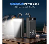Hganus Powerbank 60000mAh 22.5W Charge Rapide avec Lampe Torche Batterie Externe Portable pour iPad iPhone Samsung Xiaomi 60000mAh Powerbank