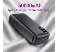 Hganus Slim 50000mAh Powerbank 22.5W Charge Rapide Batterie Externe Portable Haute Capacité Pour IPh Xiaomi Samsung Utilisation en Extérieur 50000mAh Powerbank