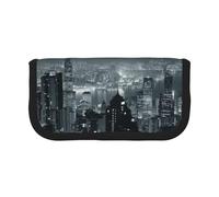 Hgbbdyyjj Aerial Night of View Hong Kong Trousse en toile extra large - Double fermeture éclair pour maquillage et papeterie, Noir , Taille unique, Organiseur de sac