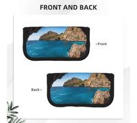Hgbbdyyjj Arch in Mallorca Spain Trousse en toile extra large - Double fermeture éclair pour maquillage et papeterie, Noir , Taille unique, Organiseur de sac