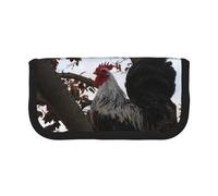 Hgbbdyyjj Backyard Chickens Trousse à crayons extra large en toile avec double fermeture éclair pour maquillage et papeterie, Noir , Taille unique, Organiseur de sac