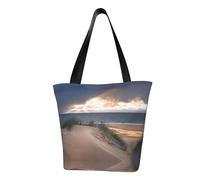 Hgbbdyyjj Beach Dunes Sac de courses avec fermeture éclair Motif vagues
