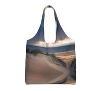 Hgbbdyyjj Beach Dunes Sac de courses avec fermeture éclair Motif vagues