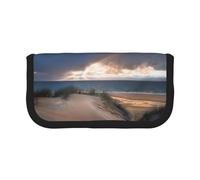 Hgbbdyyjj Beach Dunes Trousse à crayons extra large en toile - Double fermeture éclair pour maquillage et papeterie, Noir , Taille unique, Organiseur de sac