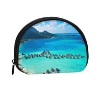 Hgbbdyyjj Beauty Beach Mini porte-monnaie compact zippé pour pièces de monnaie, clés et petits objets