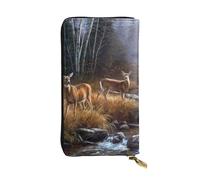 Hgbbdyyjj Beauty Deer Portefeuille long de qualité supérieure pour femme - Portefeuille en cuir synthétique zippé avec 12 emplacements pour cartes et poche pour pièces de monnaie