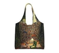 Hgbbdyyjj Bibliothèque Bibliothèque Livre Personnalisé Multi Scène Mode Décontracté Avec Fermeture Éclair Sac Cabas Fourre-tout Sac De Plage Sac De Navetterie Sacs