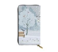 Hgbbdyyjj Birds in The Park On A Snowy Day Portefeuille long de qualité supérieure pour femme - Portefeuille en cuir synthétique zippé avec 12 emplacements pour cartes et poche pour pièces de monnaie