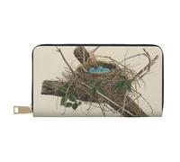 Hgbbdyyjj Birds Nest Portefeuille long de qualité supérieure pour homme et femme - Portefeuille zippé en cuir synthétique avec 12 emplacements pour cartes et poche pour pièces de monnaie