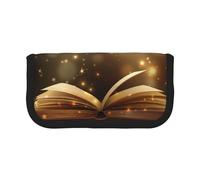 Hgbbdyyjj Book Under The Light Trousse à crayons extra large en toile avec double fermeture éclair pour maquillage et papeterie, Noir , Taille unique, Organiseur de sac