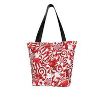 Hgbbdyyjj Candy Canes Sac de courses fourre-tout avec fermeture éclair Motif cannes à sucre d'orge