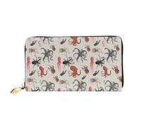 Hgbbdyyjj Color Octopus Portefeuille long de qualité supérieure pour homme et femme - Portefeuille zippé en cuir synthétique avec 12 emplacements pour cartes et poche pour pièces de monnaie